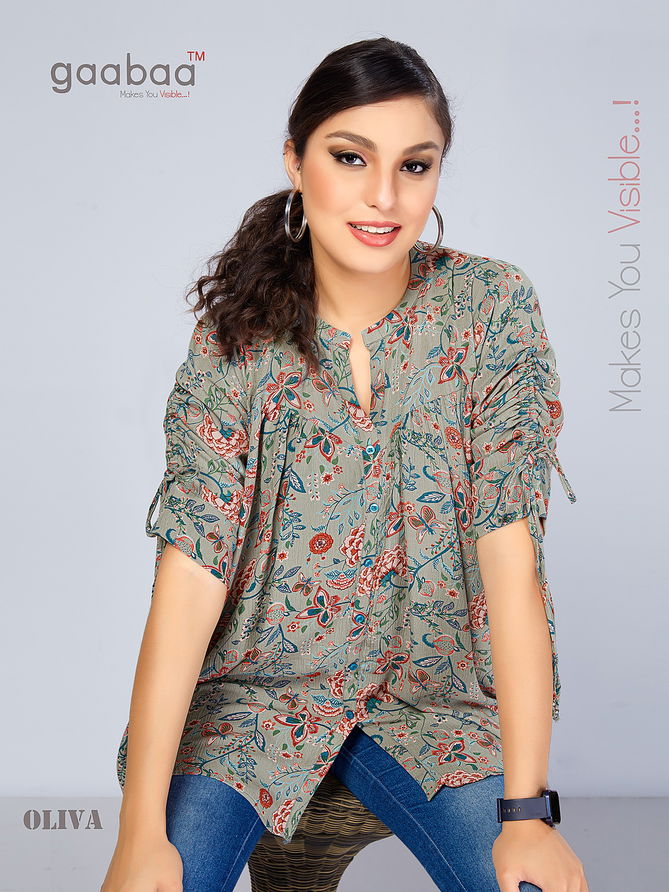 Oliva Rayon Printed Western Ladies Top Catalog